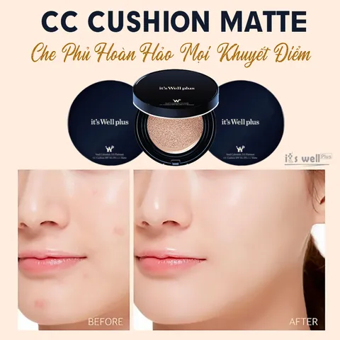 Phấn Nước Cushion Kiềm Dầu, Điều Chỉnh Sắc Tố & Dưỡng Trắng Da it's Well plus Platinum CC Cushion SPF50+/PA+++