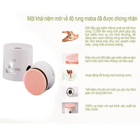 Máy rửa mặt 2 trong 1 cho làn da sạch mụn, dầu nhờn & đánh phấn nền It's Well Plus