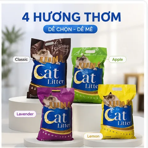 Cát Vệ Sinh Mèo LUNA 9L Vón Cục Siêu Nhanh - Khử Mùi Hiệu Quả - Hương Chanh/Cà Phê/Lavender/Táo