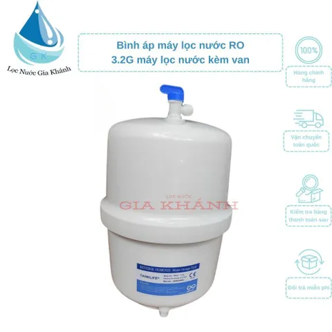 Bình áp nhựa máy lọc nước RO 3.2g kèm van phí 6