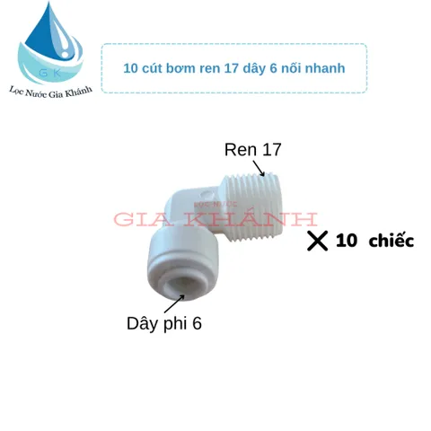 10 Cút Đầu Bơm Nối Nhanh, vặn ren cho máy lọc(Cút nối máy bơm 24v)