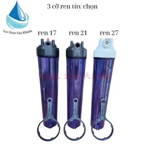 Cốc lọc thô 20 inch trong không kèm lõi lọc