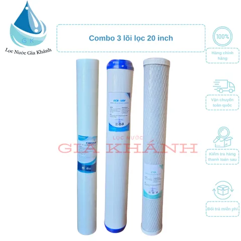 Combo 3 lõi lọc nước sinh hoạt 20 inch