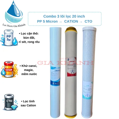 Combo 3 lõi lọc nước sinh hoạt 20 inch
