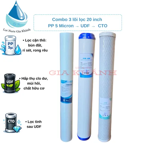 Combo 3 lõi lọc nước sinh hoạt 20 inch