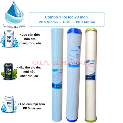 Combo 3 lõi lọc nước sinh hoạt 20 inch