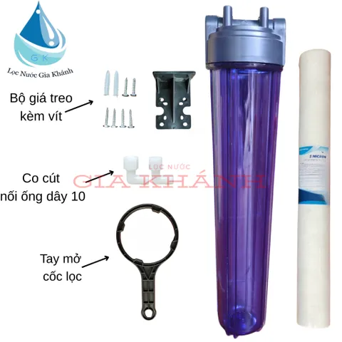 Bộ cốc lọc 20 inch trong kèm lõi giá treo.