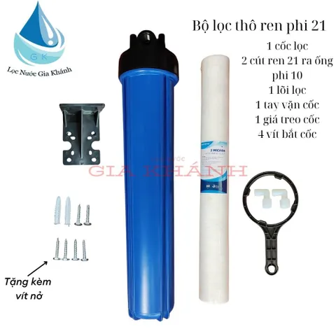 Bộ cốc lọc thô 20 inch kèm lõi bông và 2 cút nước