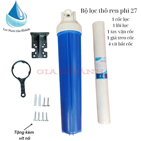 Bộ cốc lọc thô 20 inch kèm lõi bông và 2 cút nước