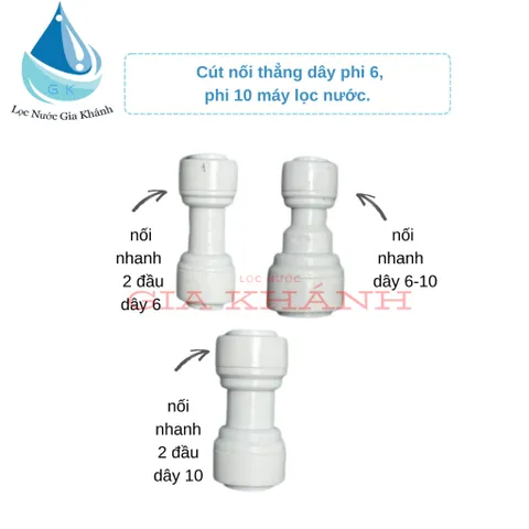 Cút nối nhanh 2 đầu phi 6-10 linh kiện máy lọc nước