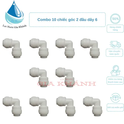 Combo 10 chiếc cút góc 2 đầu dây 6