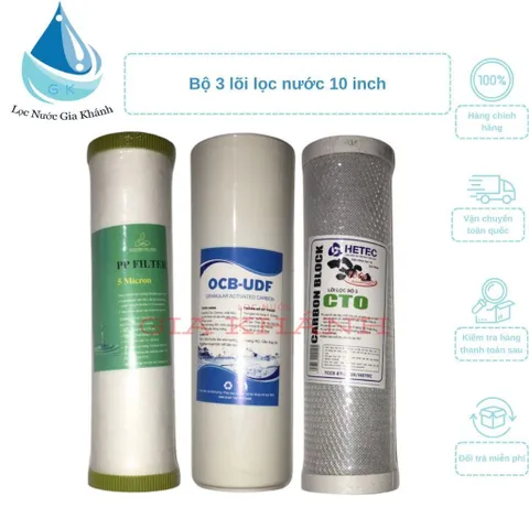 Bộ 3 Lõi Lọc Nước Số 1, 2, 3 - Lõi PP, Lõi OCB, Lõi Carbon Block