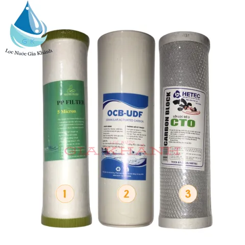 Bộ 3 Lõi Lọc Nước Số 1, 2, 3 - Lõi PP, Lõi OCB, Lõi Carbon Block