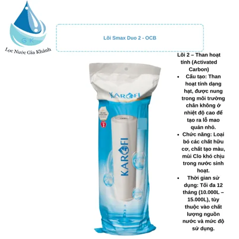 Bộ 3 Lõi Lọc Nước Karofi Smax Duo 1-2-3 Chính Hãng – Lõi PP 5 Micron, Lõi OCB Than Hoạt Tính, Lõi PP 1 Micron