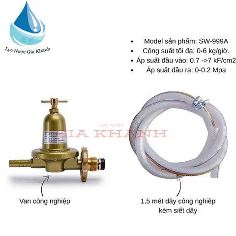 Combo van gas công nghiệp kèm 1,5 mét dây gas + siết dây