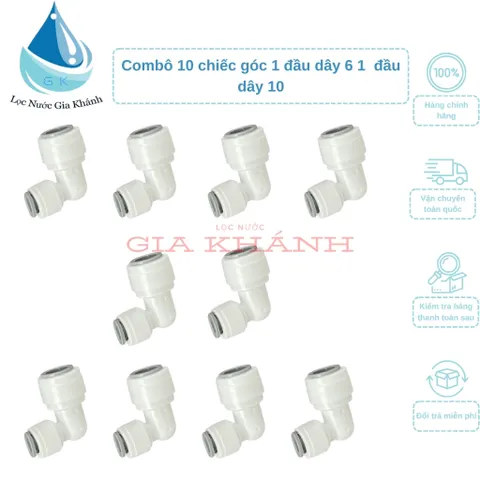 Combo 10 chiếc cút góc 1 đầu dây 6, 1 đầu dây 10