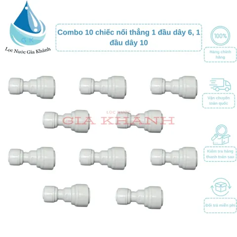 Combo 10 chiếc cút nối thẳng chuyển đổi dây phi 6 sang phi 10