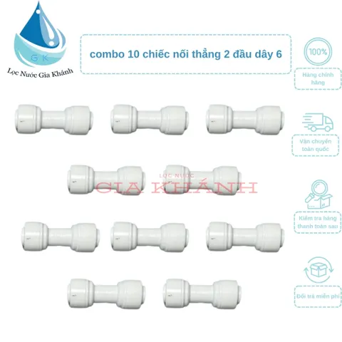 Combo 10 chiếc cút nối thẳng 2 đầu dây 6