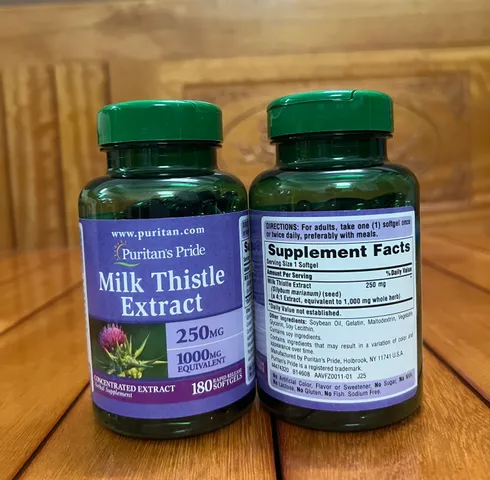 Viên Bổ Gan, làm Mát Gan, Hỗ trợ giải Dộc Gan Puritans Pride Milk Thistle 1000mg 180 viên Hàng MỸ