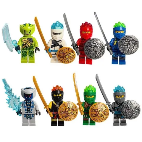Bộ 8 Nhân Vật Ninja Lắp Ráp Mini Hình Đa Dạng, Chất Liệu Nhựa Bền