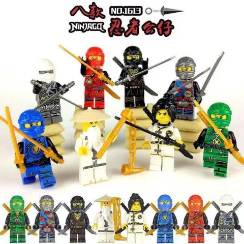 Bộ 8 Nhân Vật Ninja Lắp Ráp Mini Hình Đa Dạng, Chất Liệu Nhựa Bền