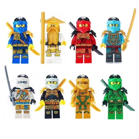 Bộ 8 Nhân Vật Ninja Lắp Ráp Mini Hình Đa Dạng, Chất Liệu Nhựa Bền
