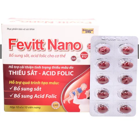 Fevitt Nano bổ sung sắt và acid folic, giảm thiếu máu do thiếu sắt, hỗ trợ quá trình tạo máu, quá trình tạo hồng cầu 