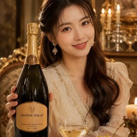 SPARKLING WHITE WINE (SENI-SWEET) 10.5%vol-Sampanh Nổ 750mill