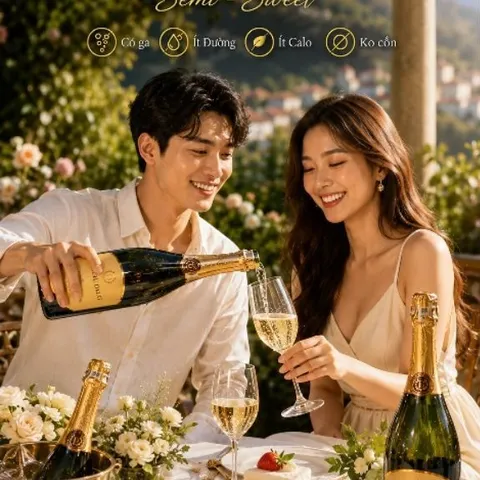 SPARKLING WHITE WINE (SENI-SWEET) 10.5%vol-Sampanh Nổ 750mill