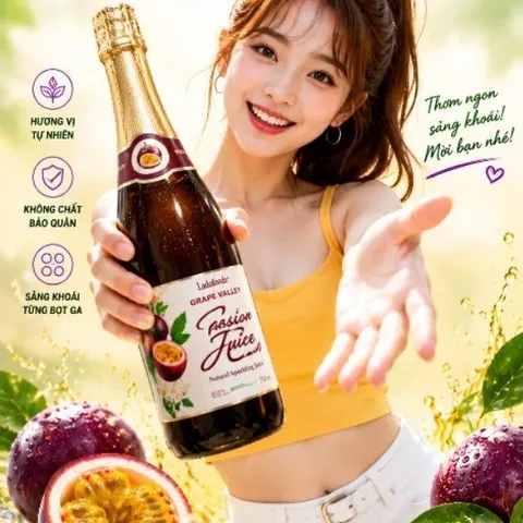 Nước Trái Cây Có Ga Ladofoods - Nước  Chanh Dây Có Ga Grape Valley 750mil
