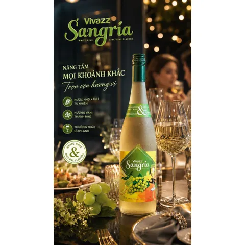 Vivazz Sangria Light White Wine- Rượu Trái Cây Nho Xanh 4%độ