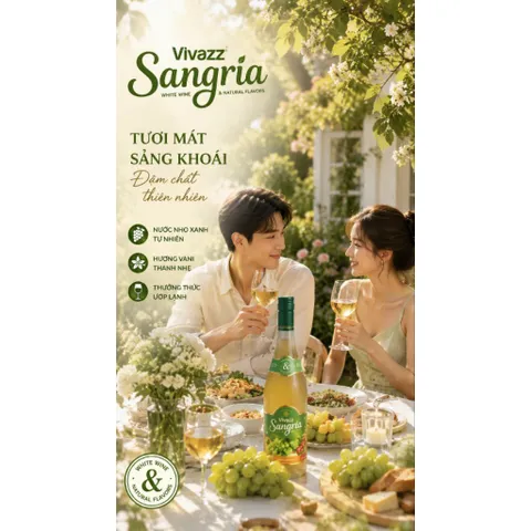 Vivazz Sangria Light White Wine- Rượu Trái Cây Nho Xanh 4%độ