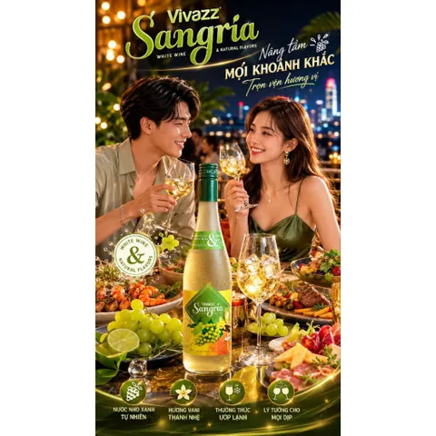 Vivazz Sangria Light White Wine- Rượu Trái Cây Nho Xanh 4%độ