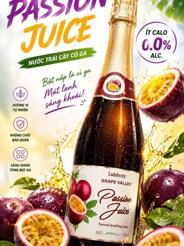 Nước Trái Cây Ladofoods - Nước Chanh Dây Có Ga Grape Valley 750mil