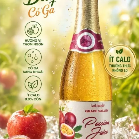 Nước Trái Cây Có Ga Ladofoods - Nước  Chanh Dây Có Ga Grape Valley 750mil