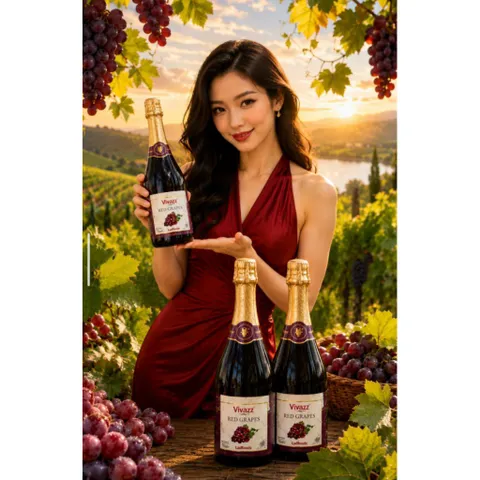 Nước Trái Cây Có Ga Vivazz Red Grapes - Nước Nho Có Ga Vivazz 750mil