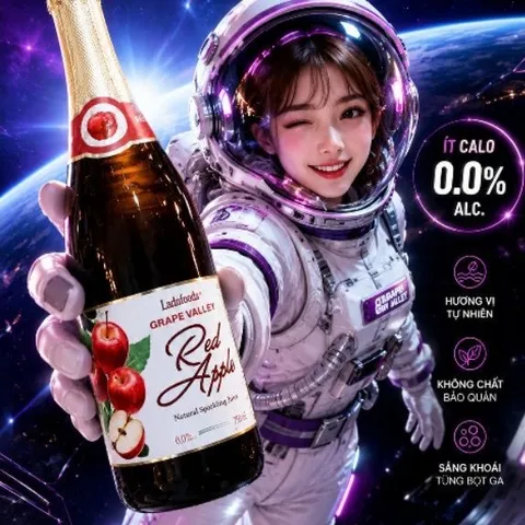 Nước Ngọt Có Ga Ladofoods Grape Valley - Nước Trái Cây Có Ga Táo - Chai 750mill