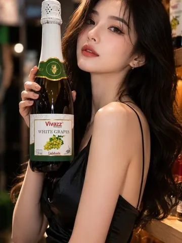 Nước Trái Cây có Ga Ladofoods - Nước Nho Có Ga Vivazz 750mil (Nho Xanh)