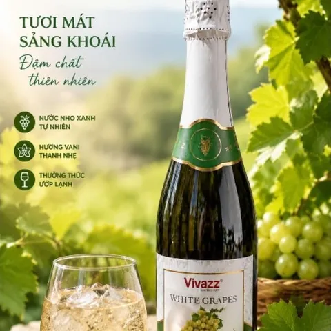 Nước Trái Cây Ladofoods - Nước Nho Xanh Có Ga Vivazz Chai 750mill