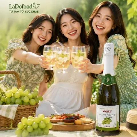 Nước Trái Cây Ladofoods - Nước Nho Xanh Có Ga Vivazz Chai 750mill
