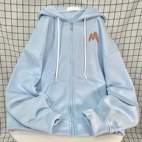 Áo Hoodie Zip, Áo Khoác Nam Nữ  Mã chữ M Chất Nỉ Bông cotton Form Rộng Mũ 2 Lớp 17-60kg