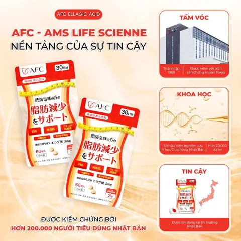 [ CHÍNH NGẠCH ] AFC Ellagic Acid 60 Viên Nhật Bản – Giảm Cân AFC, Hỗ Trợ Giảm Mỡ Nội Tạng & Mỡ Bụng