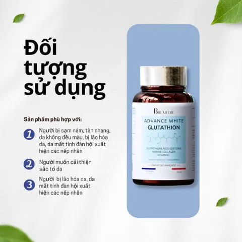 [CHÍNH NGẠCH] ADVANCE WHITE GLUTATHION Pháp – Viên Uống Hỗ Trợ Trắng Sáng Da, Glutathion Collagen Vitamin C, Hộp 60 Viên