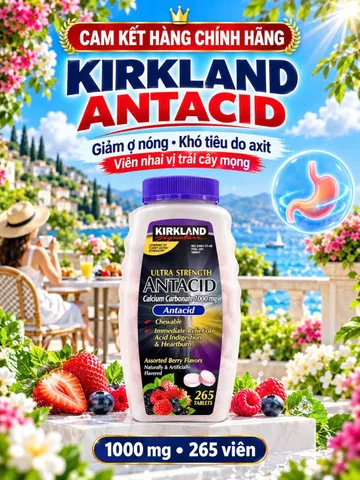 VIÊN NHAI HỖ TRỢ GIẢM Ợ NÓNG, KHÓ TIÊU KIRKLAND SIGNATURE ANTACID 1000 MG (265 VIÊN) – CHUẨN NỘI ĐỊA MỸ