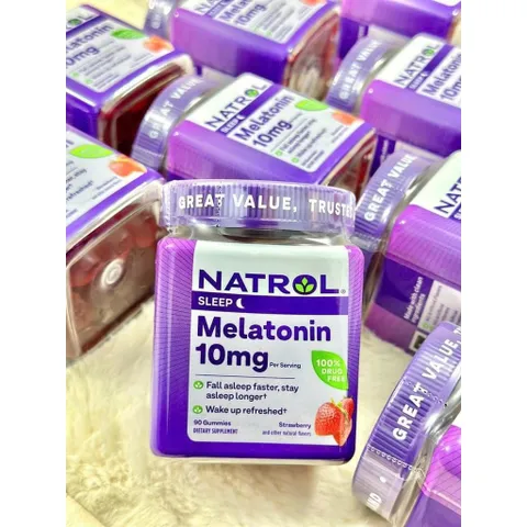 Kẹo ngủ Natrol Gummies Melatonin 10mg 90 viên. Date 2026