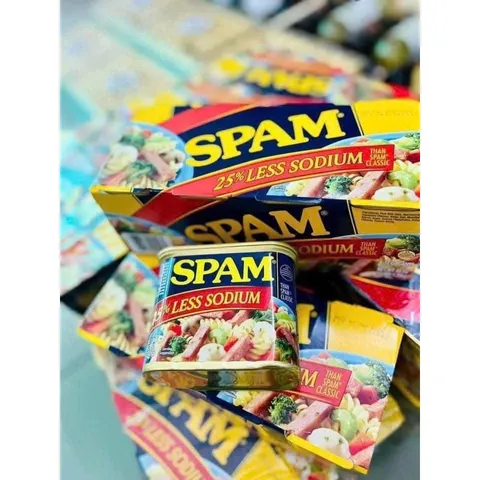 GIÁ SỈ Lốc 8 Hộp Thịt Đóng Hộp Spam  Less Sodium DATE 2028