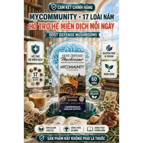 [HÀNG MỸ] Viên 17 Loại Nấm Hữu Cơ Host Defense MyCommunity (Hộp 60 Viên)