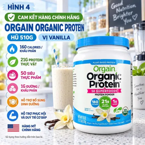 BỘT ĐẠM THỰC VẬT ORGAIN 50 SIÊU THỰC PHẨM MỸ (510G - 918G - 1.22KG) – 21G