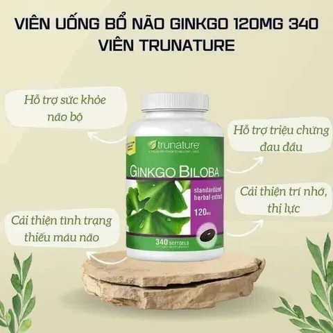 Viên Uống Bổ Não Trunature Ginkgo Biloba 120mg 340 Viên CAM KẾT CHÍNH HÃNG MỸ