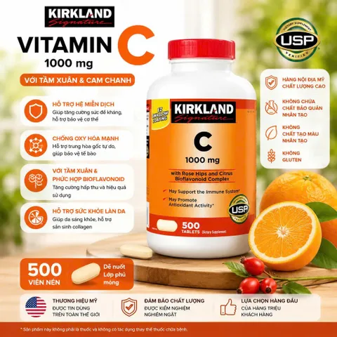 VITAMIN C 1000MG 500 VIEN Y HÌNH Signature 1000 mg 500 Viên CHINH HANG USA